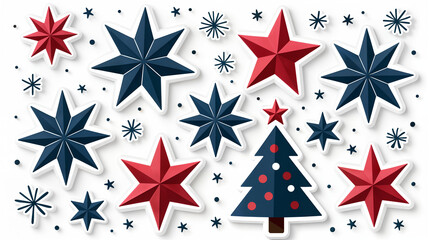Obraz premium Modern Minimalistic Christmas Stickers with Geometric Designs for Trendy Holiday Decor
