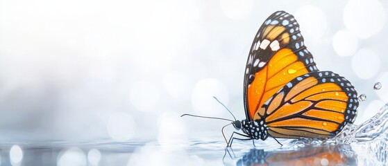 Obraz premium A butterfly that is sitting in the water