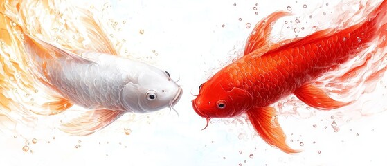 Fototapeta premium A couple of goldfish swimming next to each other
