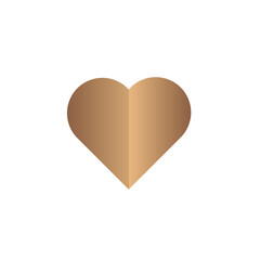 A golden heart icon folded in half symbolizing love and unity, perfect for creative designs, decor, or digital art. Vector Illustration. SVG file with transparent background.