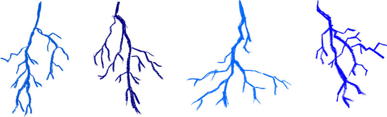 Lightning Bolt Crayon Chalk Drawing Vector Set 