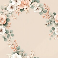 A delicate floral arrangement featuring soft pink and white roses, surrounded by greenery, perfect for invitations or decor.