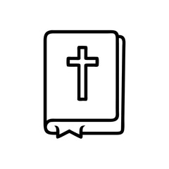 Fototapeta premium Vector icon depicting a closed book with a cross symbol on the cover, representing a religious text, suitable for usage in digital media and educational materials