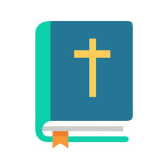 Obraz premium A simple vector icon depicting a closed book with a cross symbol on the cover, representing religious themes and the importance of faith and spirituality in everyday life