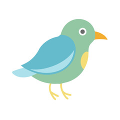 Obraz premium A playful vector icon depicting a colorful bird standing upright, showcasing its blue and green feathers with a cheerful expression suitable for digital designs and children's materials