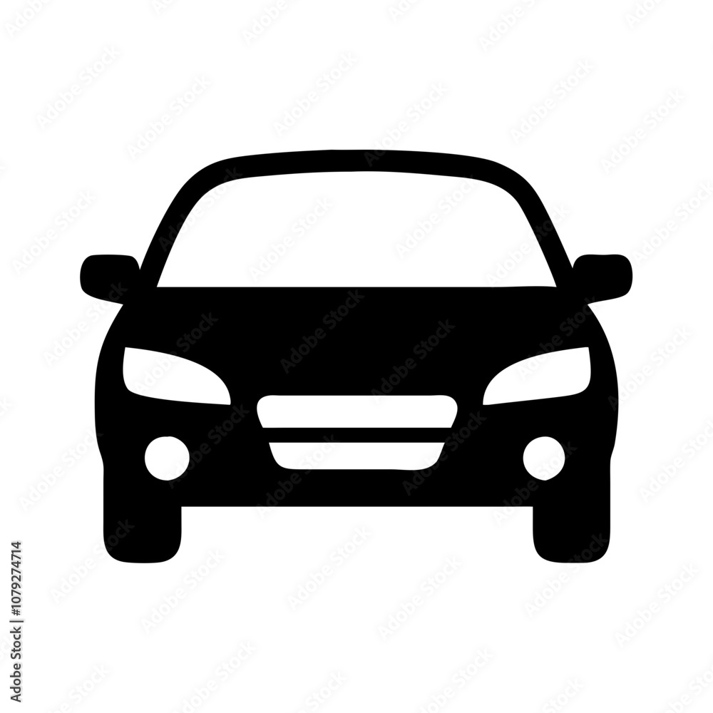 Poster front view of a modern car vector icon designed for use in automotive graphics and web applications,
