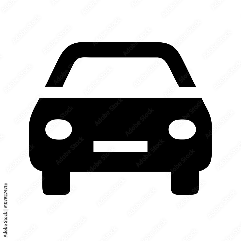 Poster vector icon depicting the front view of a car designed for use in digital projects, showcasing a sim