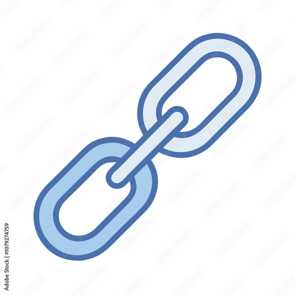 Poster a simple vector icon depicting a chain link that represents connection and unity, commonly used in d
