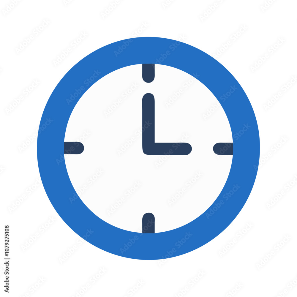 Poster a simple and clear vector icon representing a clock, showcasing hours and minutes, suitable for time