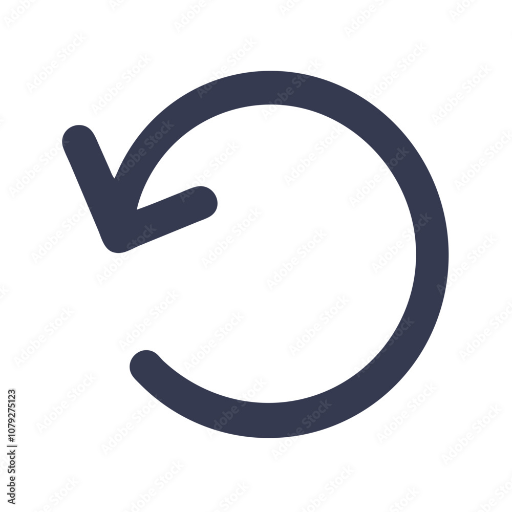 Poster vector icon depicting a circular arrow with a backtracking arrowhead, commonly used to represent the