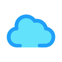 Vector icon of a simple blue cloud design, representing weather symbols or applications related to nature and technology, suitable for various digital platforms and user interfaces