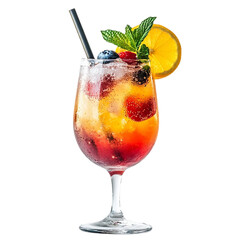 Fresh sparkling summer cocktail isolated on transparent background.