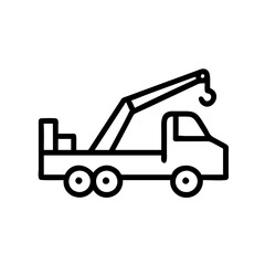 Naklejka premium Vector icon of a crane truck designed to illustrate heavy lifting and construction activities, typically found at building sites or industrial areas
