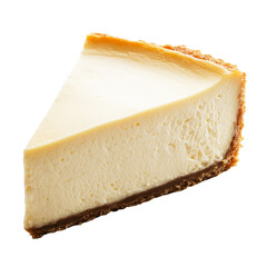 Delicious New York style cheesecake slice on a transparent background with a smooth texture and...