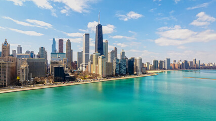 Fototapeta premium Aerial Elegance: Lake Shore Drive and Chicago Skyline” 2024 