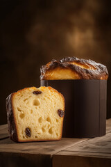 panettone, a typical Christmas dessert with raisins and candied fruit
