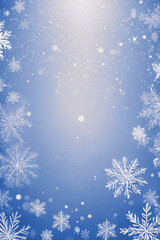 Silvery White Christmas Background with Delicate Snowflakes, Creating an Atmosphere of Magic