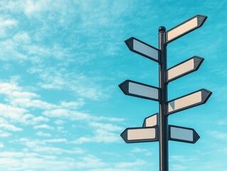 Elegant Black Metal Signpost Against Clear Sky