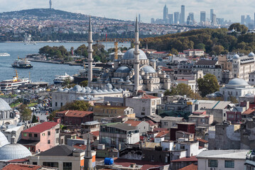 View of the New Mosque in Istanbul.