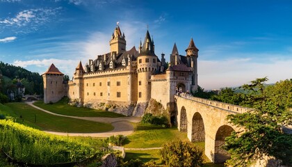 Obraz premium Majestic Castles and Ancient Fortresses Across Europe, Captured with No People to Showcase the Grand Architecture and Historical Significance of These Timeless Landmarks