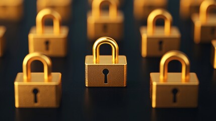 Gold padlocks protecting untouchable wealth and investments