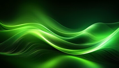 Fototapeta premium vibrant green waves of light and energy in a dark background
