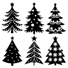 Christmas Tree silhouette, tree silhouette , christmas tree silhouette vector, Silhouette Christmas Tree Stencil Vector Bundle 