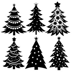 Christmas Tree silhouette, tree silhouette , christmas tree silhouette vector, Silhouette Christmas Tree Stencil Vector Bundle 