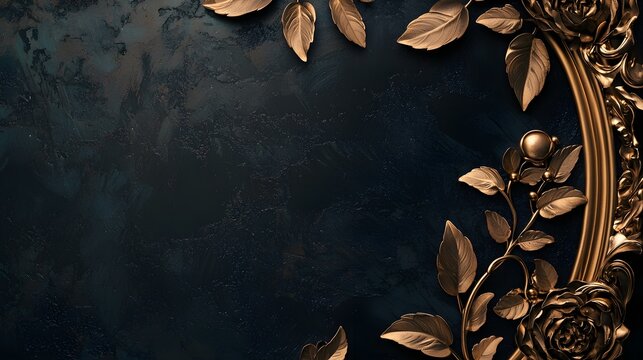 Elegant Gold Frame with Floral Design for Invitation