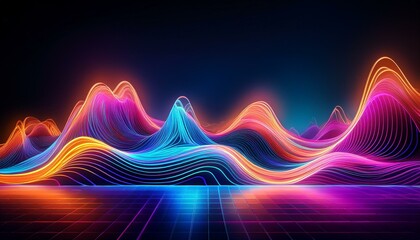 vibrant neon waves a futuristic landscape of light and color