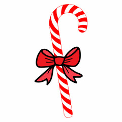 Fototapeta premium Candy Cane christmas clip art design on plain white transparent isolated background for card, shirt, hoodie, sweatshirt, apparel, card, tag, mug, icon, poster or badge