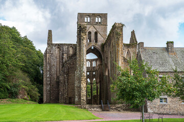 Hambye Abbey in Normandy, France, surrounded by nature