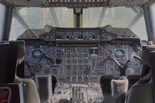 cockpit of a concorde airplane