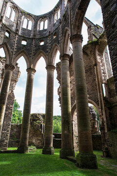 Hambye Abbey in Normandy, France, surrounded by nature