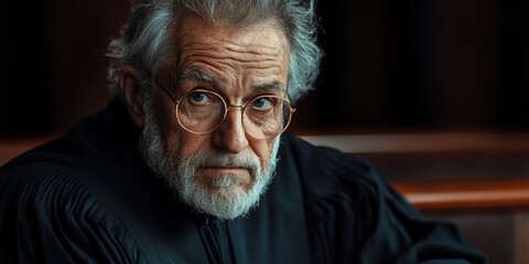 A Distinguished Judge Presiding Over a Courtroom Session, Intently Observing the Proceedings While Dressed in Traditional Robes During a Legal Matter