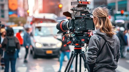 Filmmaker Capturing Urban Scene in Traffic,World Television Day