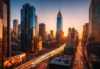 Obraz premium captivating dynamic urban landscapes ideal corporate marketing strategies visual content creation, architecture, skyscrapers, design, cityscape, buildings
