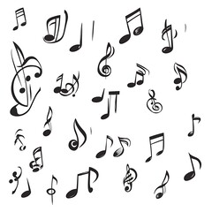 Creative music note design isolated on white space for decoration