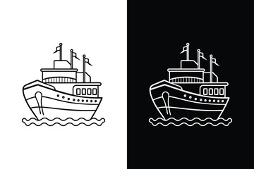 Obraz premium Ship icon vector illustration on White Background Vector Art Illustration on white background.