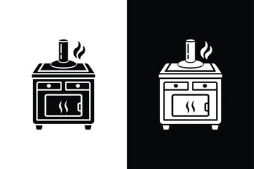 Obraz premium Induction stove glyph icon on White Background Vector Art Illustration on white background.