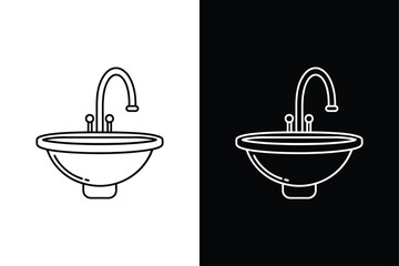 Sink icon on White Background Vector Art Illustration on white background.
