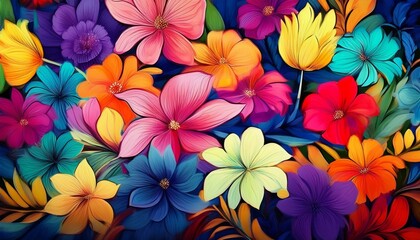 colorful flowers as a panoramic background generative ai