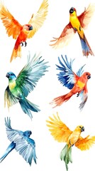 Obraz premium Artistic watercolor birds with soft strokes and elegant colors.