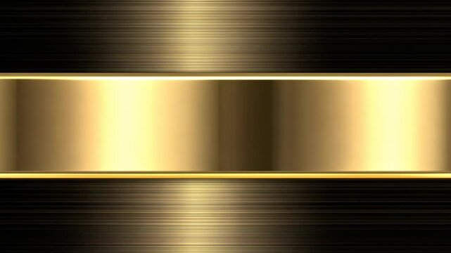 A golden metal bar with a brushed texture sits atop a dark metal background with a brushed texture