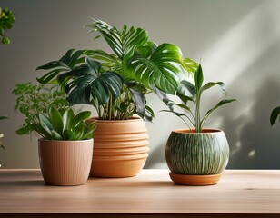 Fototapeta premium green indoor plants with stylish pots