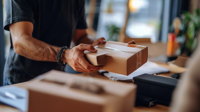 Small business owners efficiently package and ship products to enhance customer satisfaction
