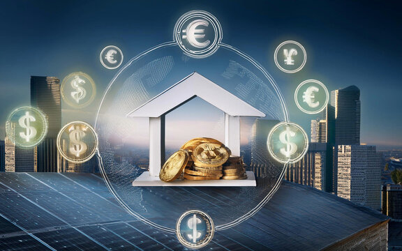 transacciones financieras hipoteca e inversiones con dinero propiedades banco y monedas