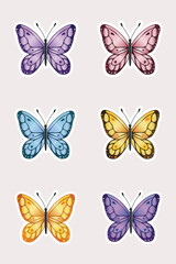 Colorful butterfly stickers set on a background for design,printing,vector illustration.