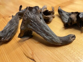 Black trumpet mushrooms background