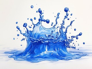 blue splash of paint watercolor on paper.